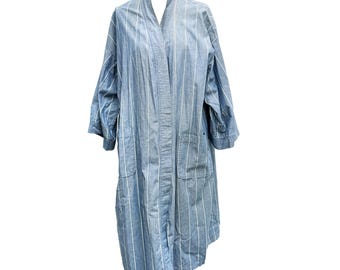 90s Vintage Christian Dior Monsieur Striped Cotton Robe – Kimono Lounge Jacket - One Size