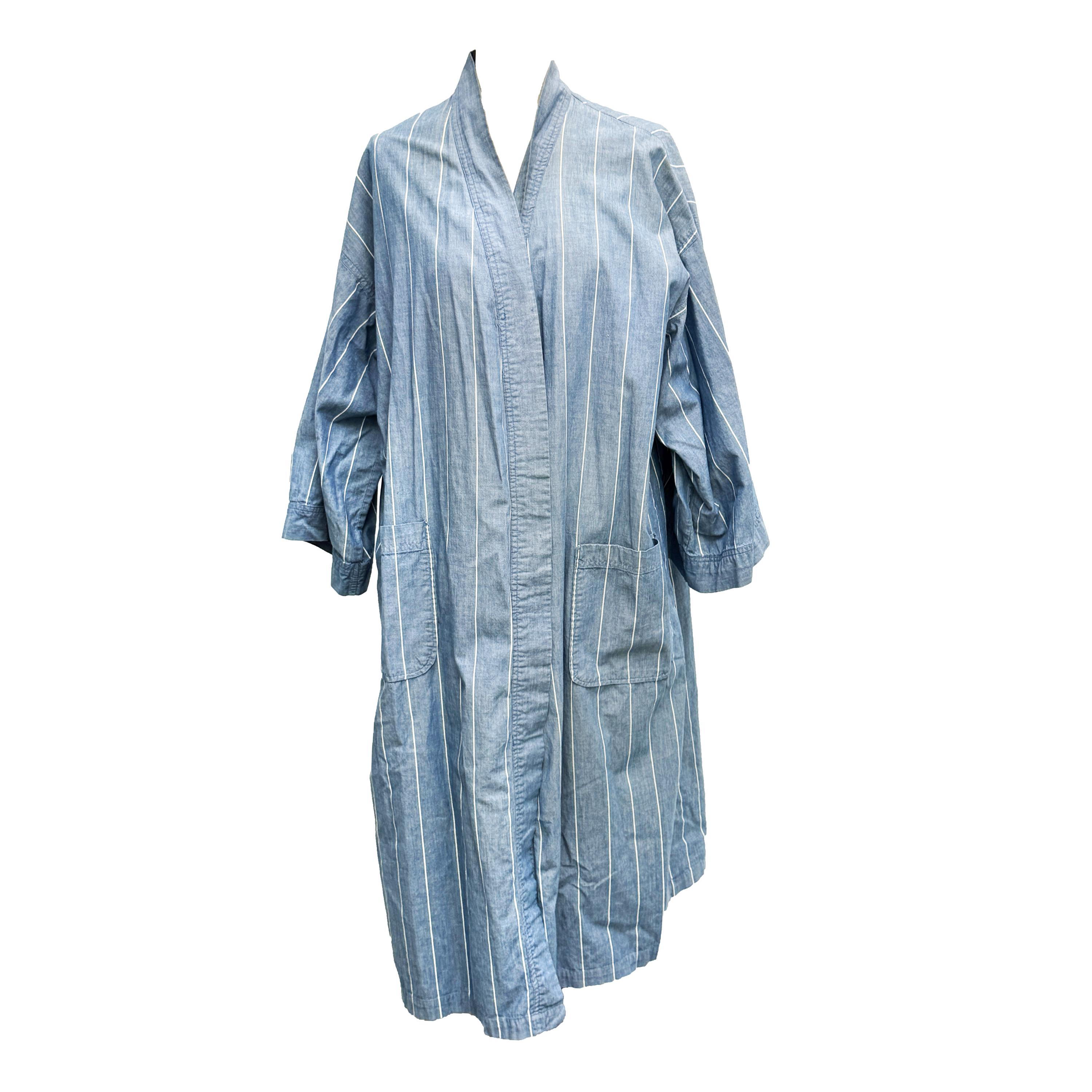 90s Vintage Christian Dior Monsieur Striped Cotton Robe – Kimono