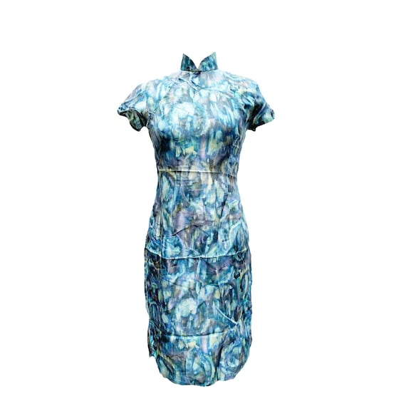 Mid-Century Couture 100% Painted Silk Cheongsam S… - image 1