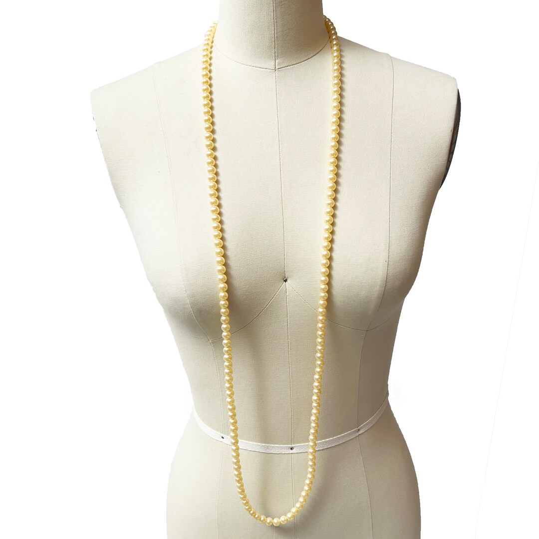 Vintage Mid Century Japanese Long Faux Pearl 46 Inch