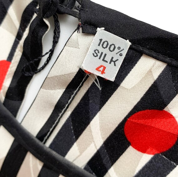 Vintage Pure Silk Bold Black And White Stripe Wit… - image 4