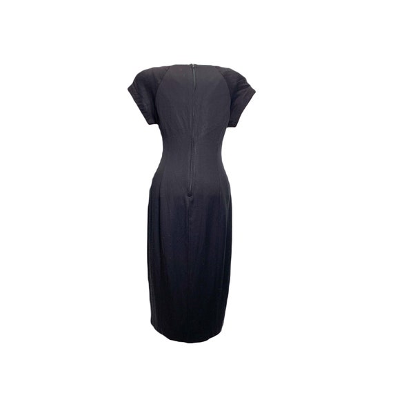 80's Virgo II Elegant Black Dress With Pleated Cr… - image 3