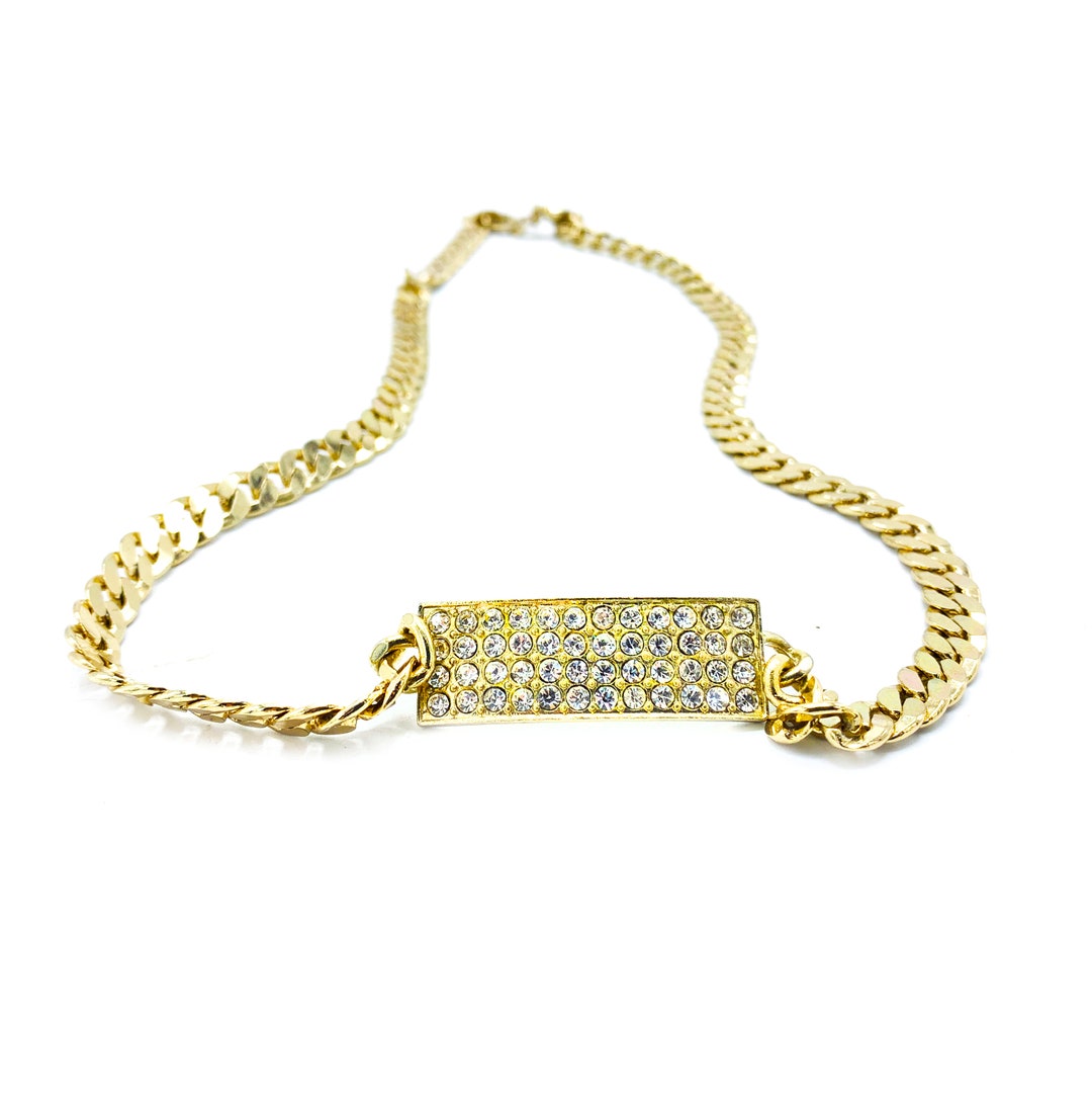 80'S Pave Rhinestone Gold Tone Chain Layering Necklace - Etsy