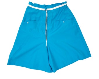 1970's Top Speed Retro Bright Blue High Waisted A-Line Shorts