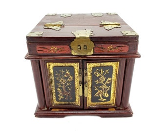 Antique 1800&#39;s Korean Rosewood Jewelry Box With Mirror
