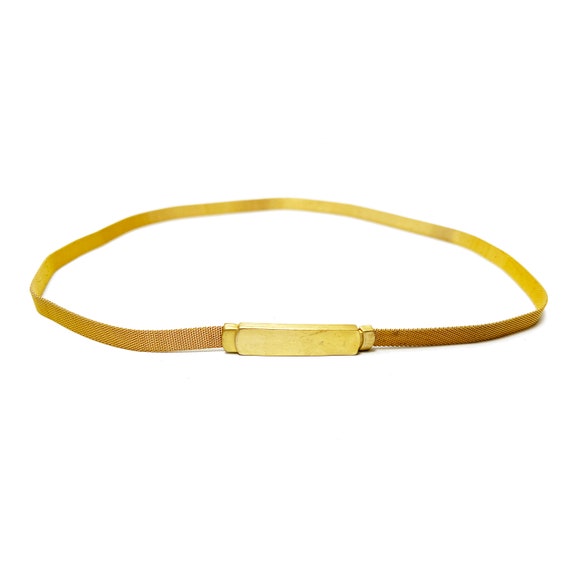 Mid Century Gold Metal Waist Cinching Belt With M… - image 1