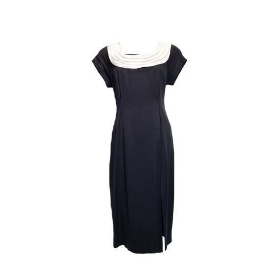 80's Virgo II Elegant Black Dress With Pleated Cr… - image 1