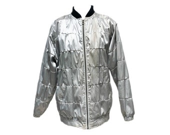 1980’s-1990’s Metallic Silver Light Weight Puffer Jacket - Medium