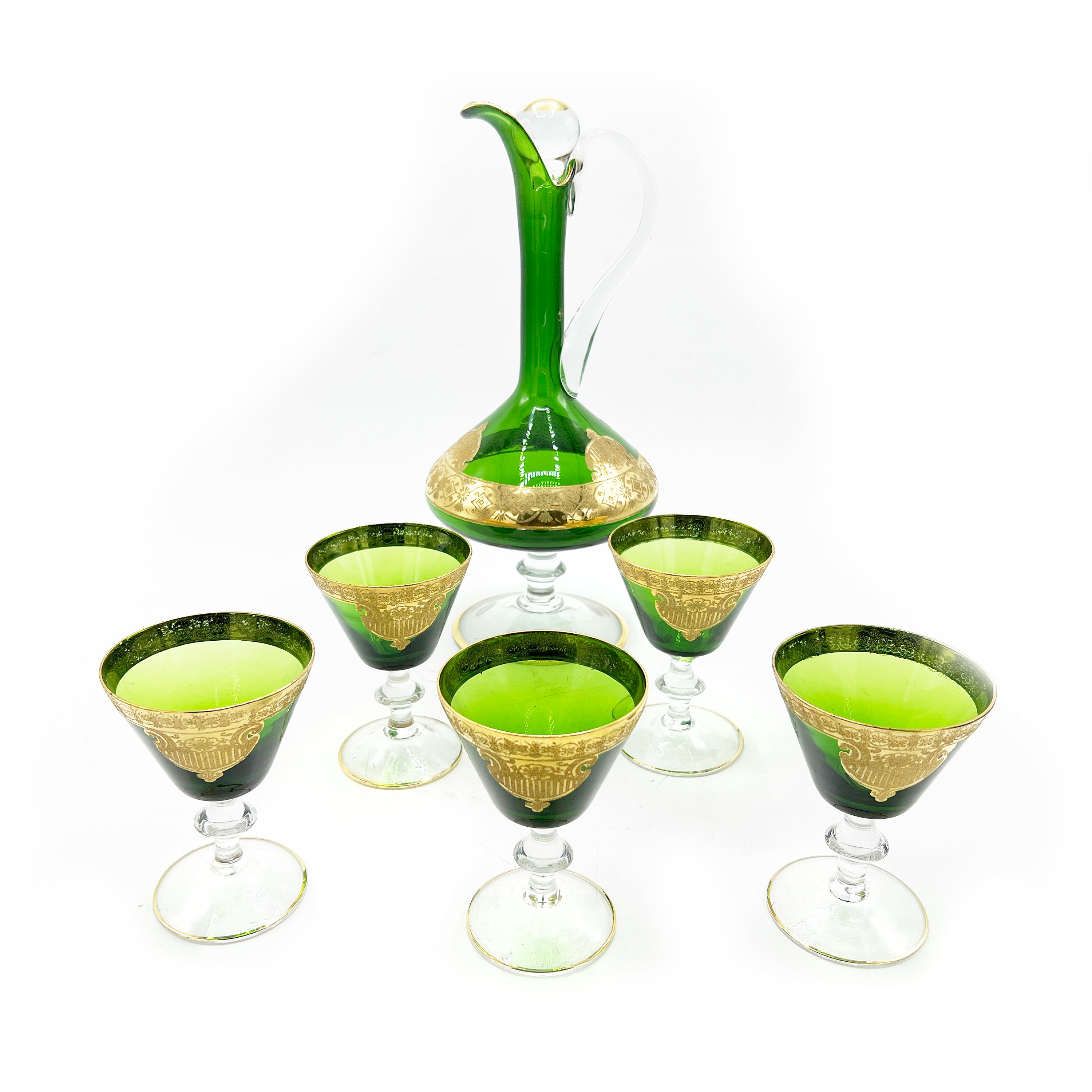 Murano wine glass green gold - Etsy 日本