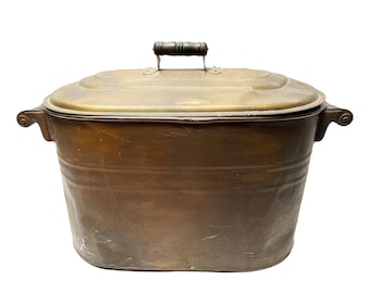 Antique Large Copper Boiler Tub With Lid