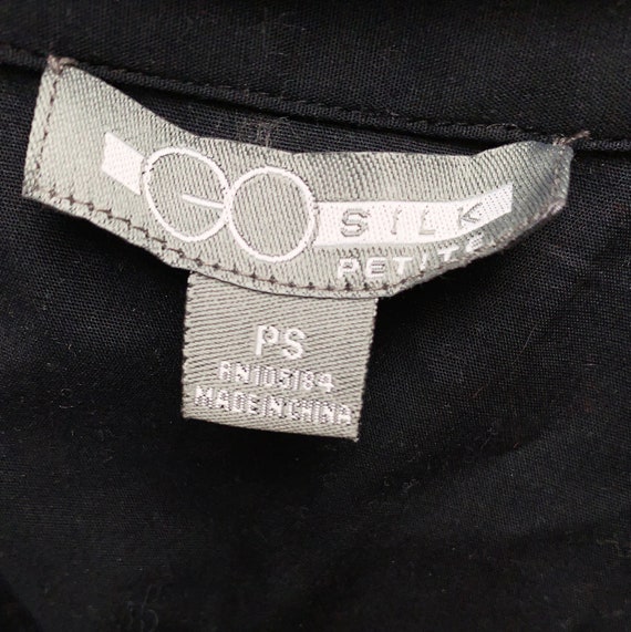 Vintage GO Silk Black Tailored Textured Long Slee… - image 4