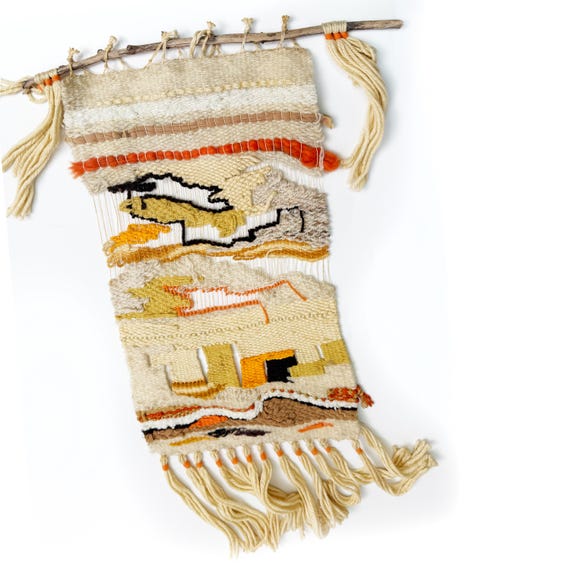 Vintage 1970s Woven Fiber Art Wall Hanging - Etsy