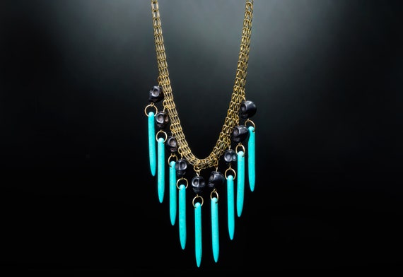 Hand made vintage unique and bold necklace with s… - image 4