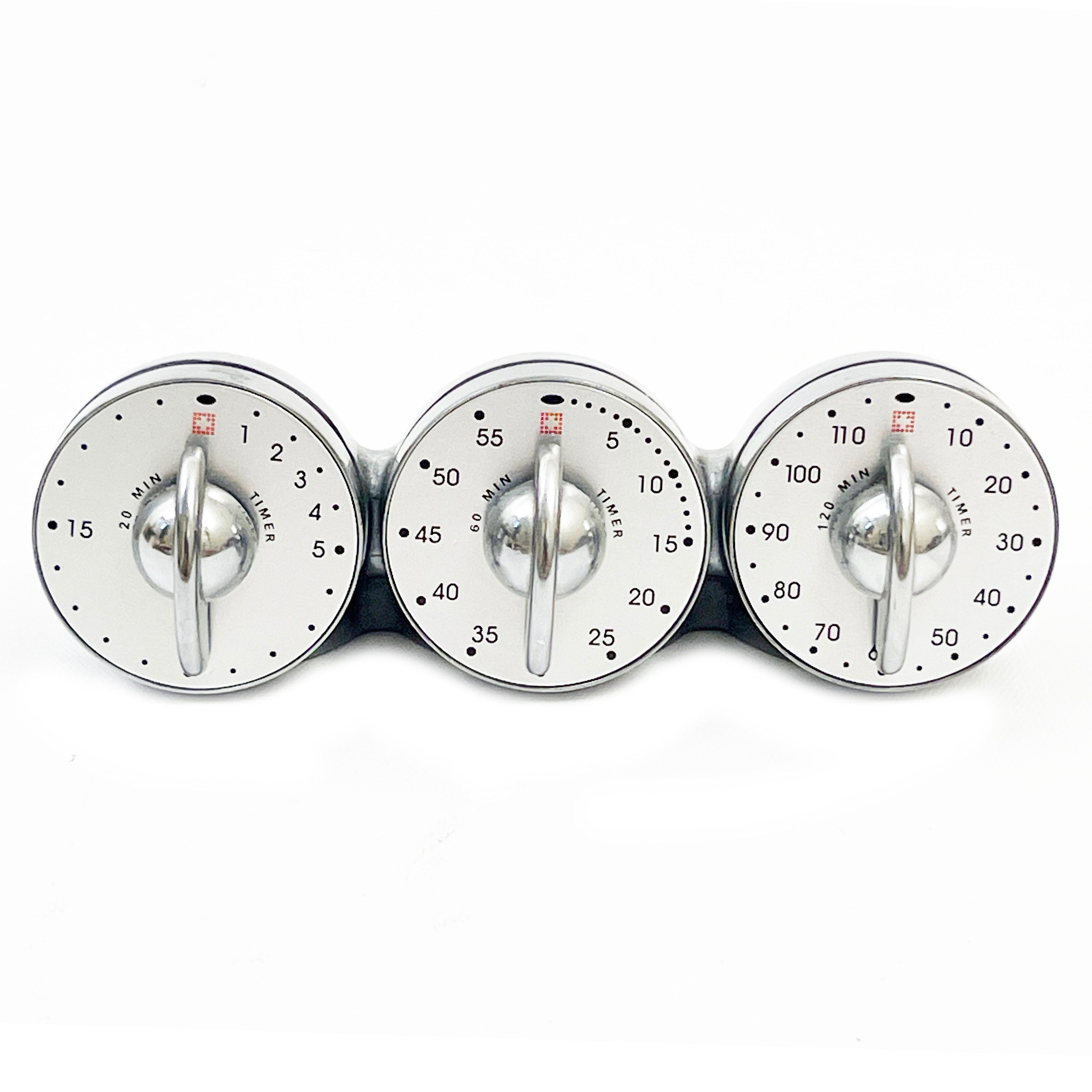 Vintage Bengt Ek Design Sleek Swiss Polished Aluminum Triple Timer
