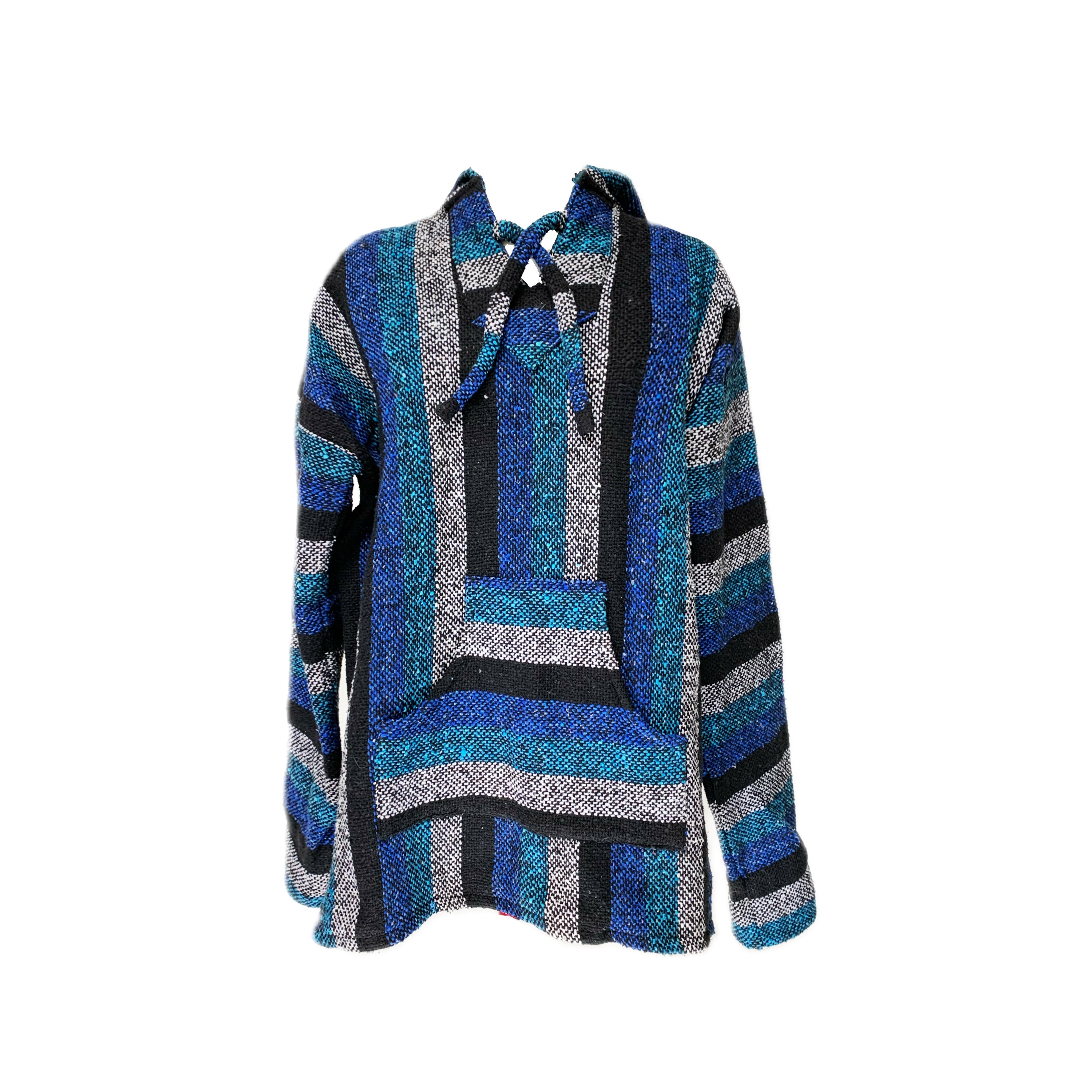 90's Grunge Black, Blue, and White Baja Hoodie - Etsy
