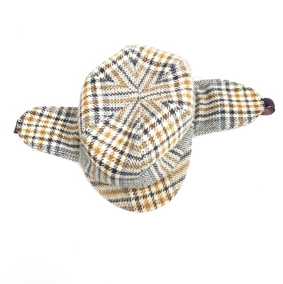 60's Mid-Century Plaid Wool Aviator Hat - image 3