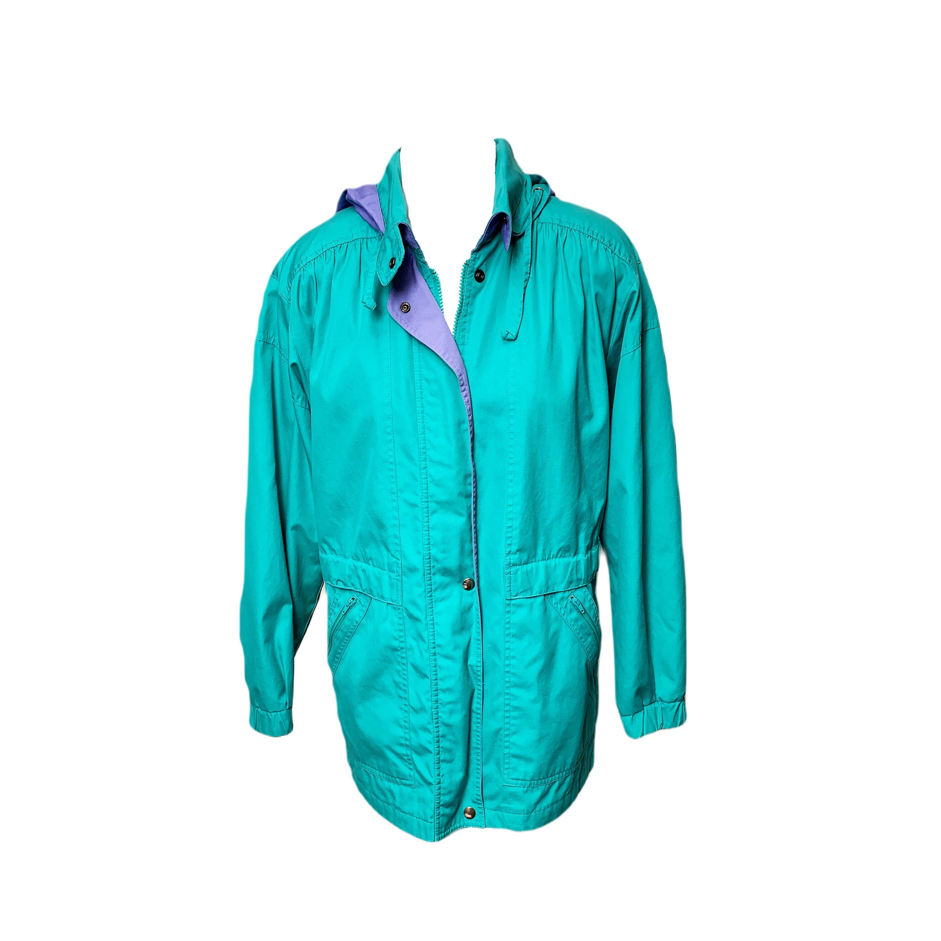 80's/90's London Fog Teal & Purple Parka Jacket W/ Removable and