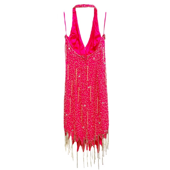 Iconic 90's I.Magnin Electric Pink Fully Beaded S… - image 2