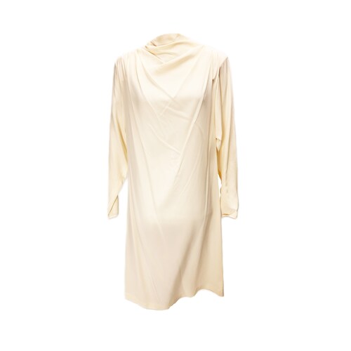 1960’s Luxe Sheer shops Ivory Silk Long Sleeve Dress