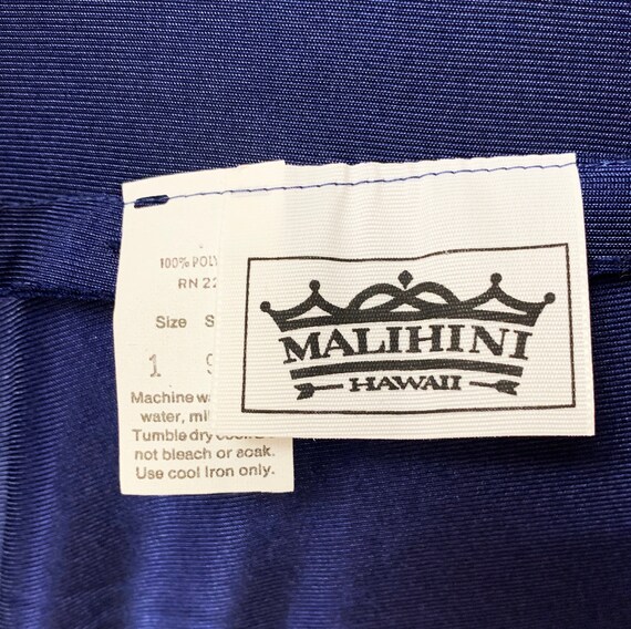 Vintage Malihini Navy Blue Hawaiian Wrap Skirt / … - image 4