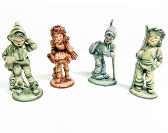 Vintage Mid Century Storybook Italian Chalkware Handn Painted Children of Leisure Figurines – Set of 4