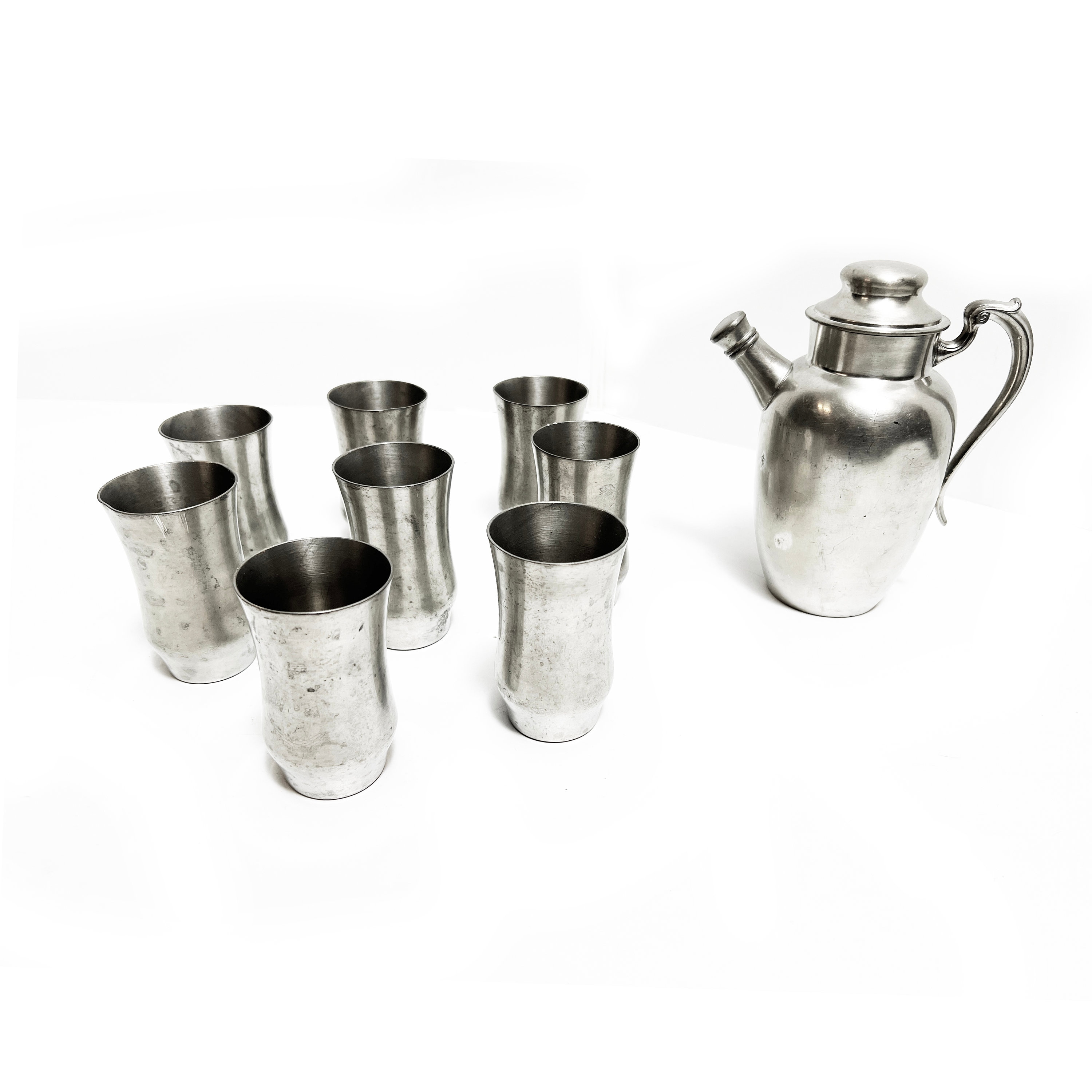 1940's Pewter by Mulholland Rare World War II Era Pitcher Set - 9
