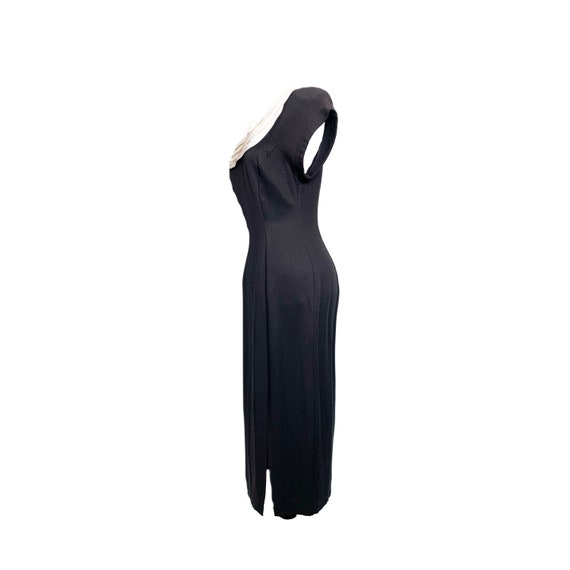 80's Virgo II Elegant Black Dress With Pleated Cr… - image 2