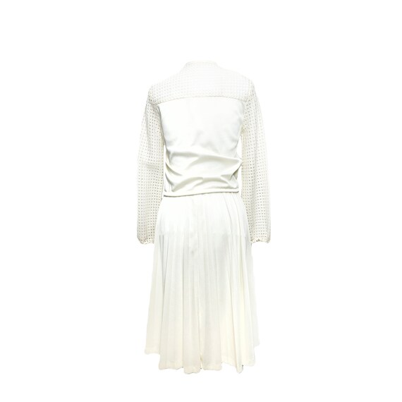 60's Off-White Stretchy Pleated Skirt & Open Knit… - image 3