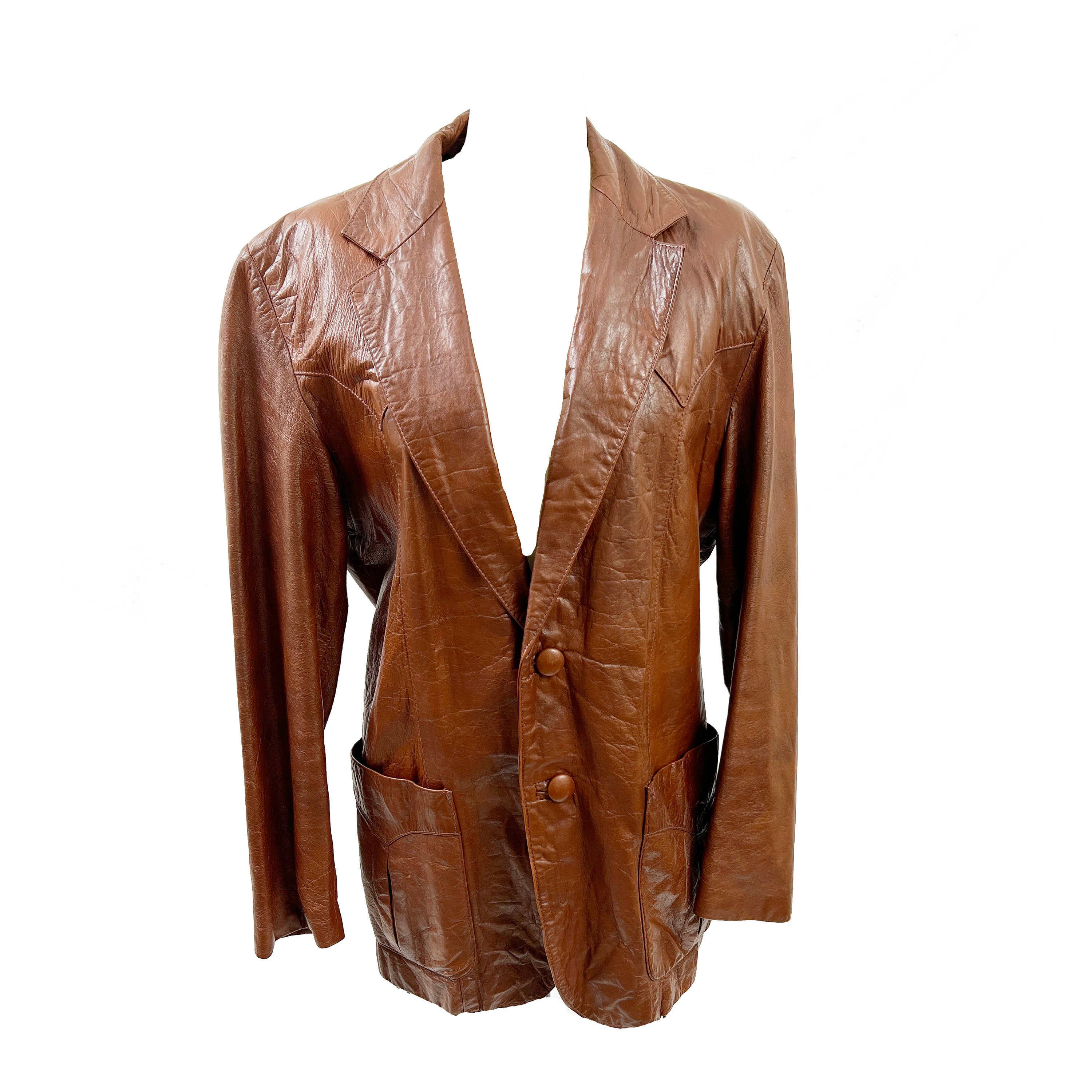 Ameri VINTAGE - テーラードブレザー　ブラウン　seesbees Vintage Cevy's Soft Brown Genuine Leather Blazer / Jacket - Etsy