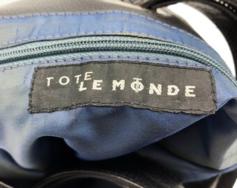 Vintage Tote Le Monde Black Wool and Leather Insect