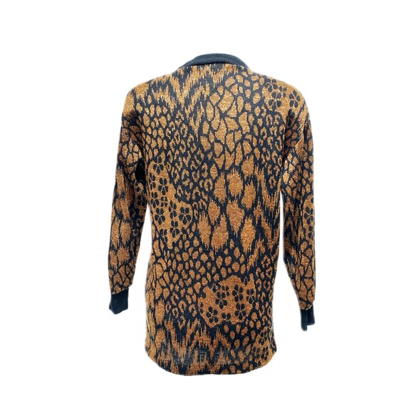 1990’s Pullover Metallic Abstract Animal Print Sw… - image 3