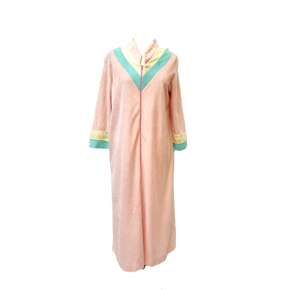 Mid-Century Sears At Home Wear Velour Light Pink Housecoat