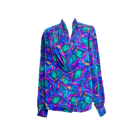 80's/90's Le Caviar Bold Geometric Print Polyeste… - image 1