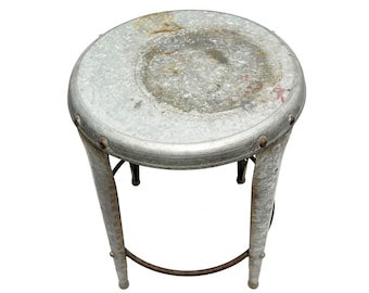 Mid-Century Modern Industrial Metal Stool