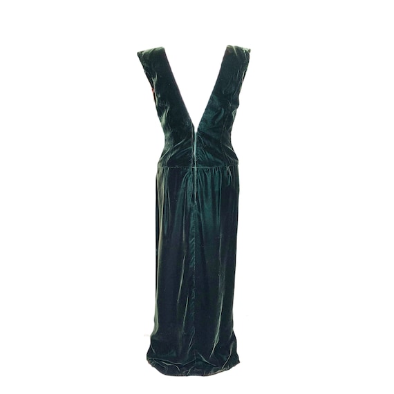 80's Bergdorf Goodman Emerald Green Drop Waist, Plunging Back Maxi Velvet  Gown - Etsy