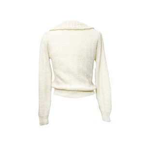 60's Soft Knit Peter Pan Collar Cream & Metallic Gold Sweater image 3