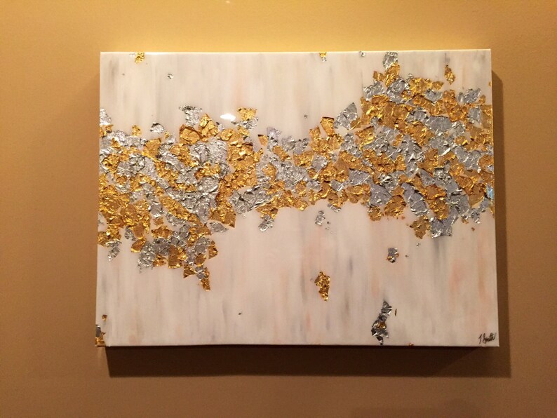 Gold Leaf Silver Leaf Painting Gold and Silver Metallic Etsy