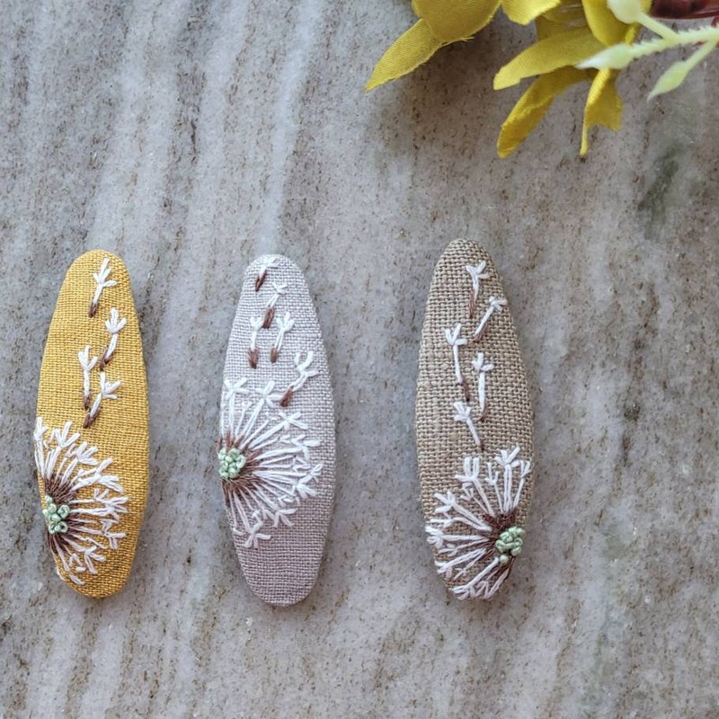 Embroidered Hair Clip - Etsy