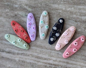 Hand embroidered beeded hair clips/ Mini floral seed beeds/ festive accessories/ holiday special ocation/ Gift for teenager party/ Christmas