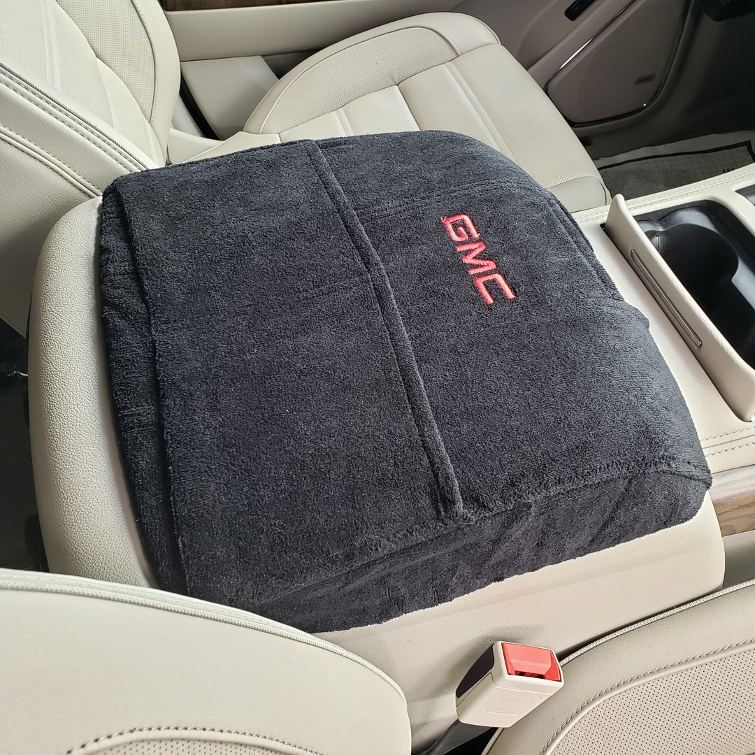 Designed to Fit GMC Sierra 40/20/40 Jump Seat Models 2019-2024 Official GMC  Logo Embroidered Auto Armrest Center Console Cover KA1JS Black 