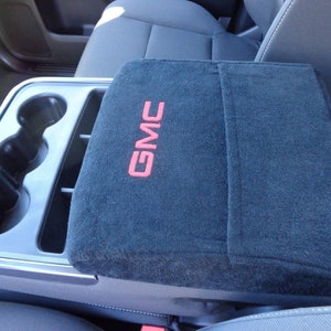 Fits All GMC Trucks 2014-2018 Embroidered Console Cover For Fold Down Jump-Seat Center Console Lid With Three Cup Holders C3SA