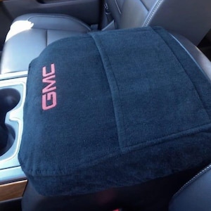 Fits All GMC SUVs with Bucket Seats 2014-2025 Embroidered GMC Logo Console Cover For Fixed Center Console Lid Images Shown C4SA