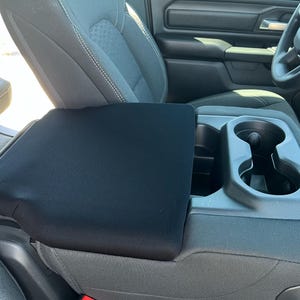 Designed for Ram Jump Seat 2019-2025 with Fold Down Console Image Shown Neoprene Auto Armrest Center Console Cover Made in USA D6
