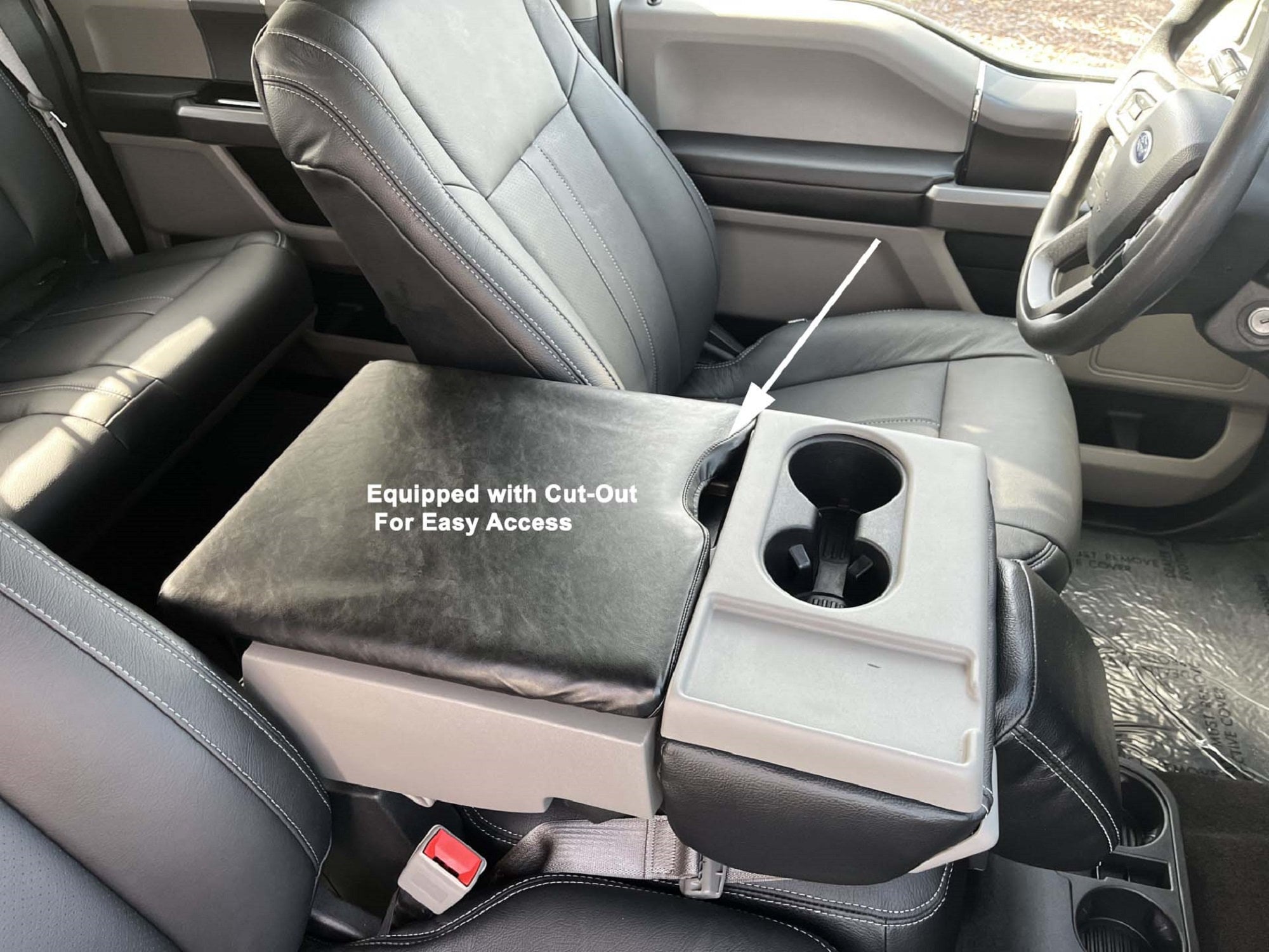 Fits Ford F150 2015-2023 Jump Seat Center Console Lid Armrest Cover Pad Black - Foto 11