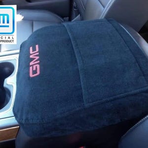Fits All GMC SUVs with Bucket Seats 2014-2025 Embroidered GMC Logo Console Cover For Fixed Center Console Lid Images Shown C4SA