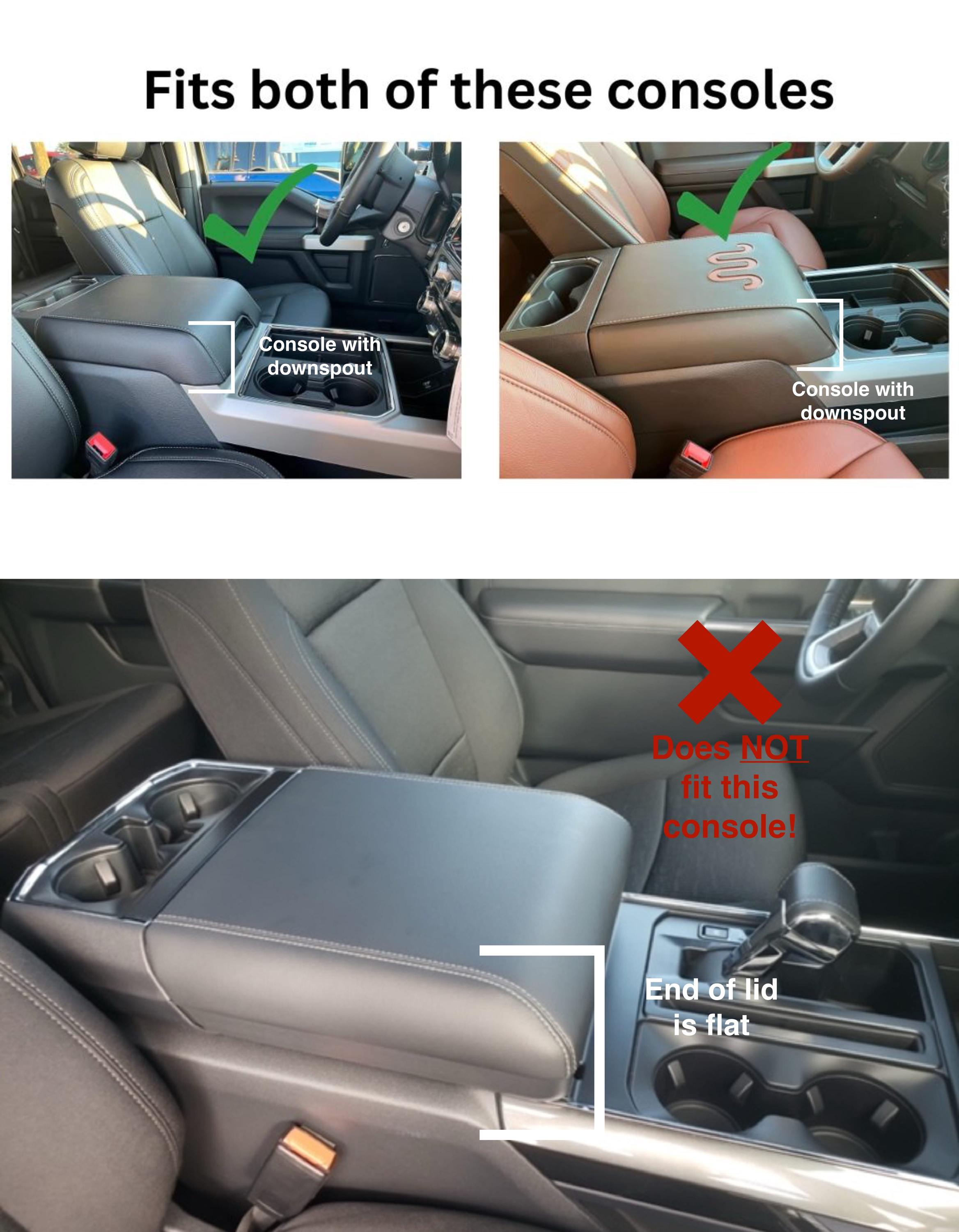 Black Neoprene Armrest Cover For Ford F150 F250 2011-2024 – Center Console Lid Wrap