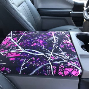 Designed to fit Ford F150 F250 40/20/40 Jump Seat Models  2014-2025 Muddy Girl Camo Auto Armrest Center Console Cover F7MG