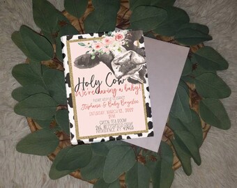 Holy Cow! We're Having a Baby Invitation, Baby Shower Invitation, Cow Invitation
