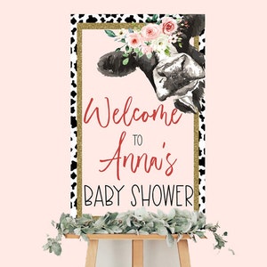 Holy Cow Baby Shower Welcome Board, Digital Version