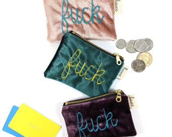 fuck, coin purse, zippered pouch, card wallet, zipper bag